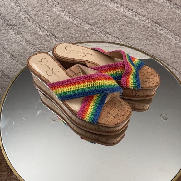 Jessica Simpson Multi Rainbow Ediza Crochet Platform - Picture 2 of 7